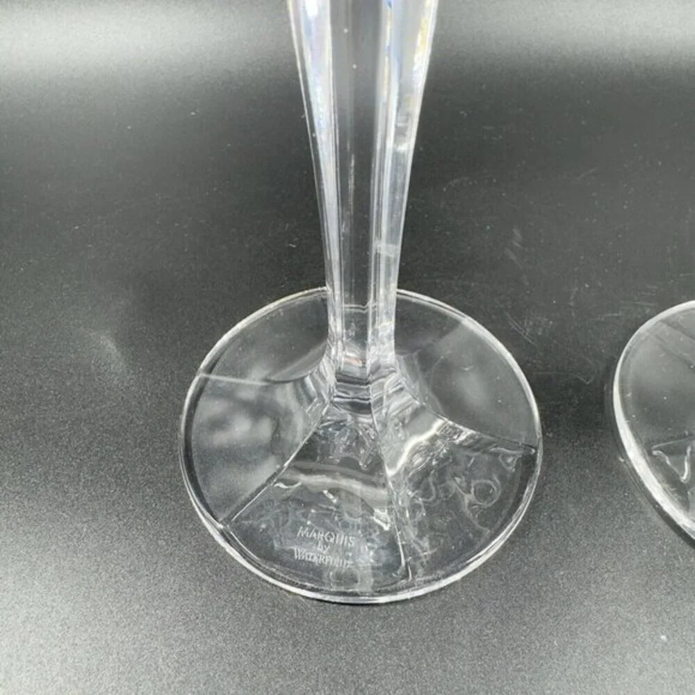Waterford Marquis Omega Large Heavy‎ Clear Crystal 2 Glass Goblet Drinking Cups